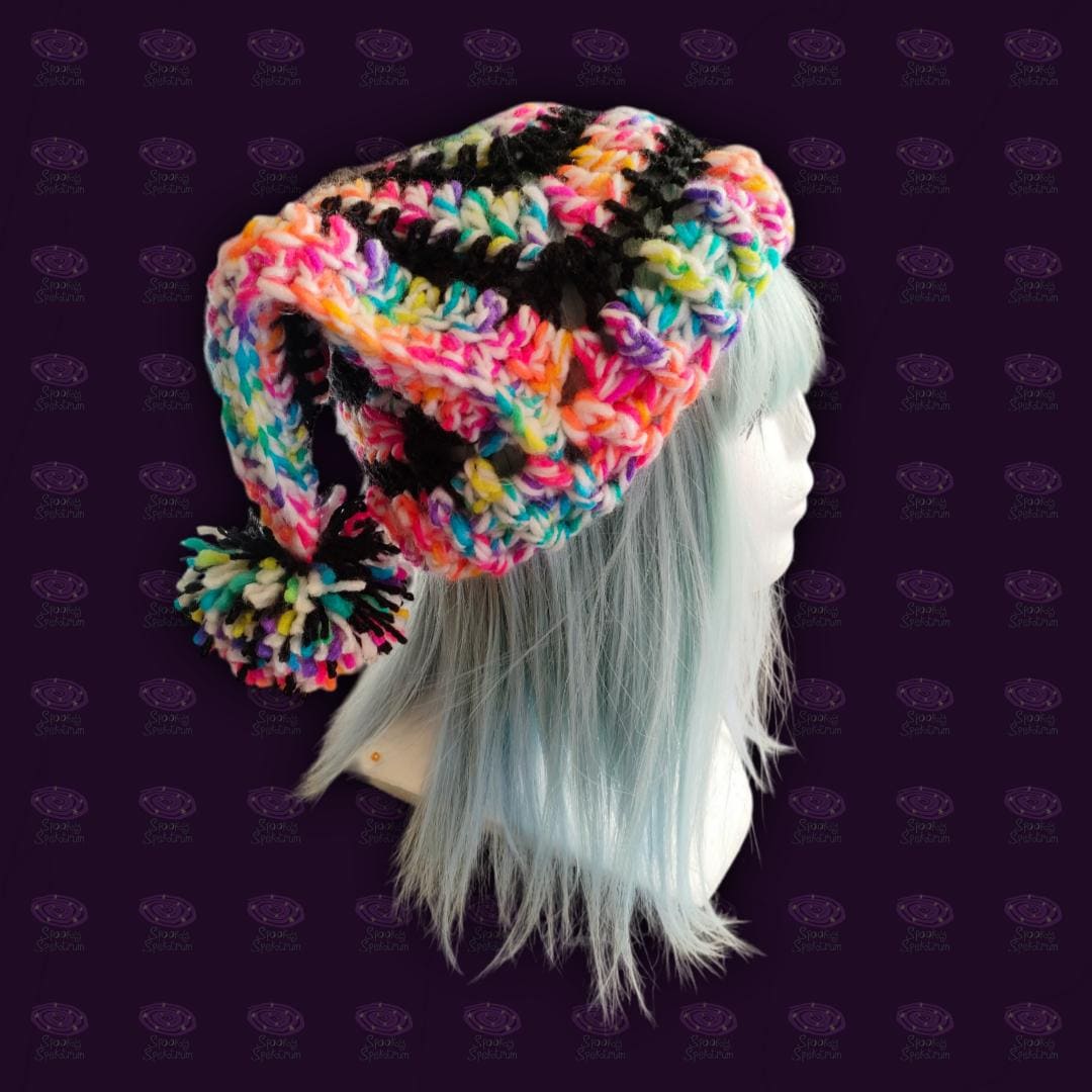 The Jester Hat - Black and Rainbow