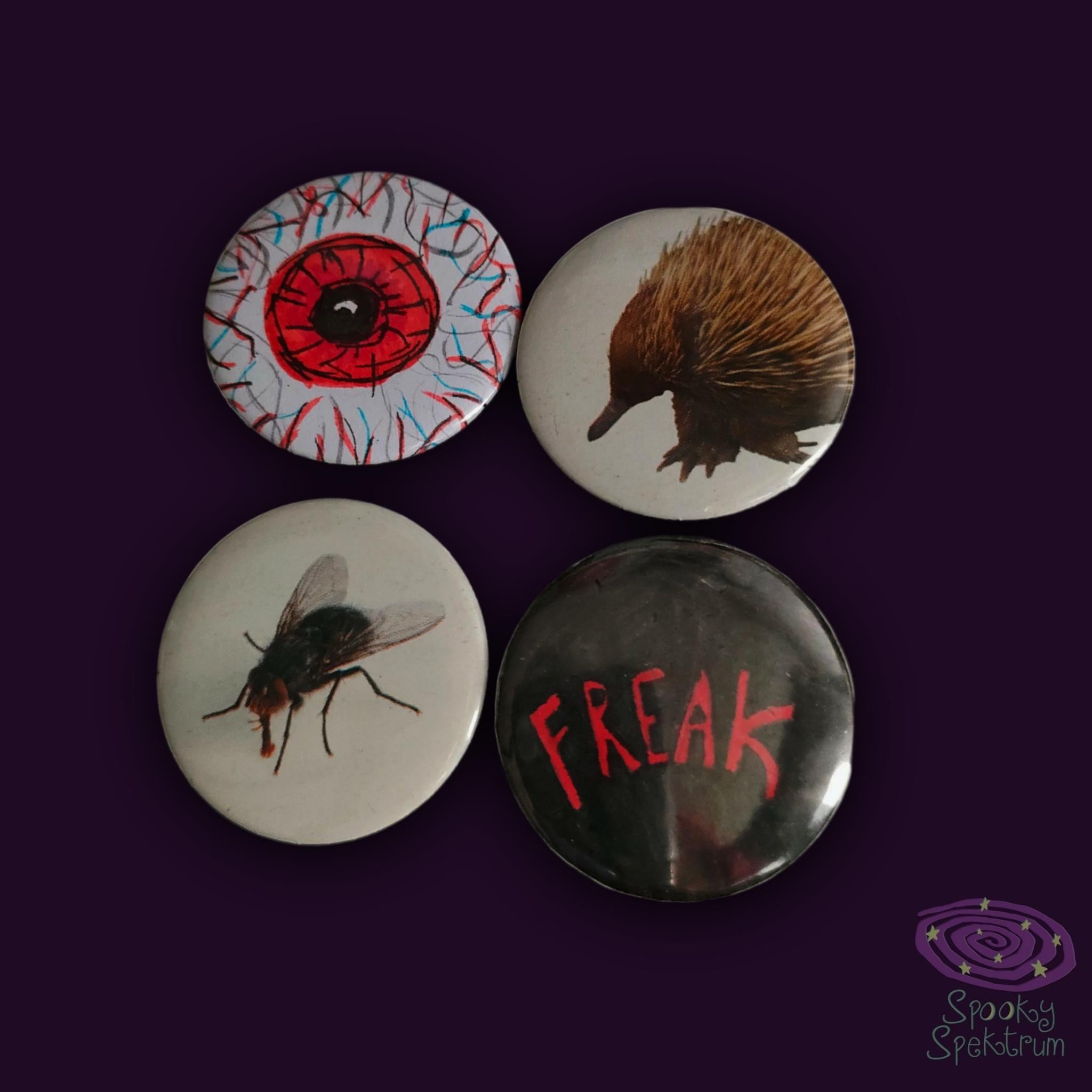 Pins - Eyeball, Echidna, Fly, Freak