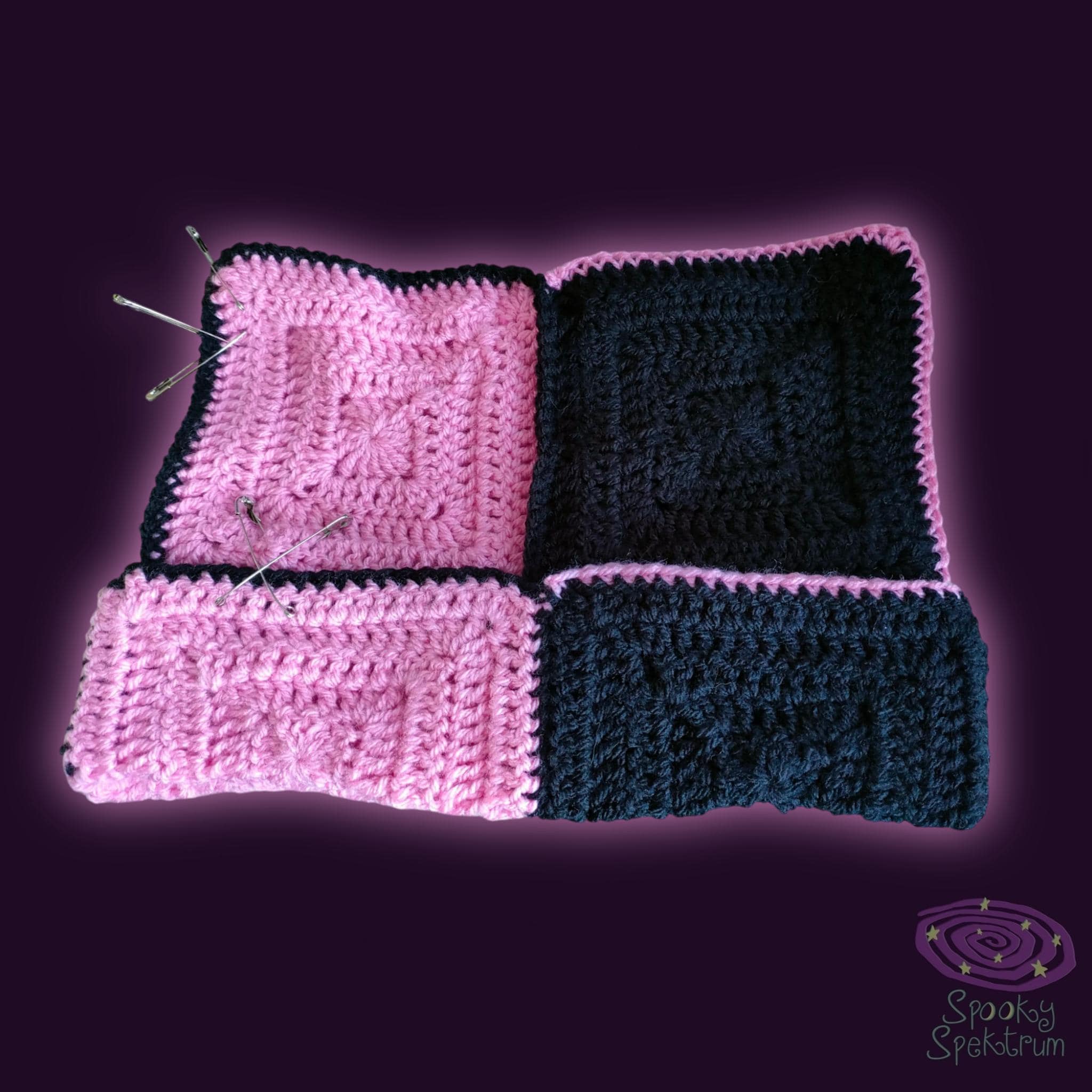 Pink and Black Split Crochet Cat Hat