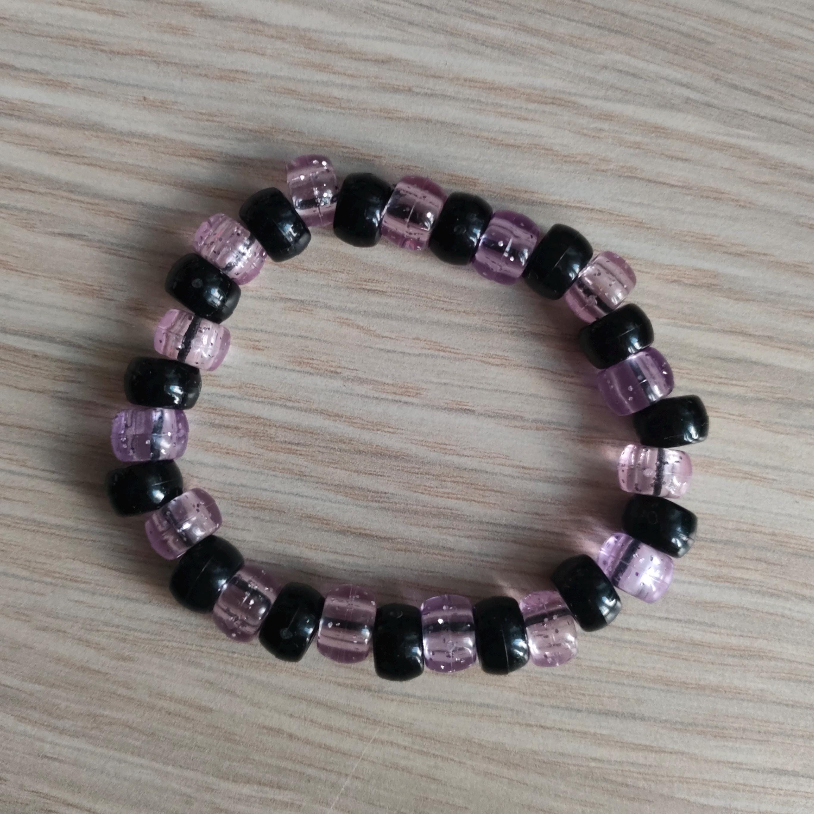 Kandi Bracelet Bundle - Black and Glittery Rainbow