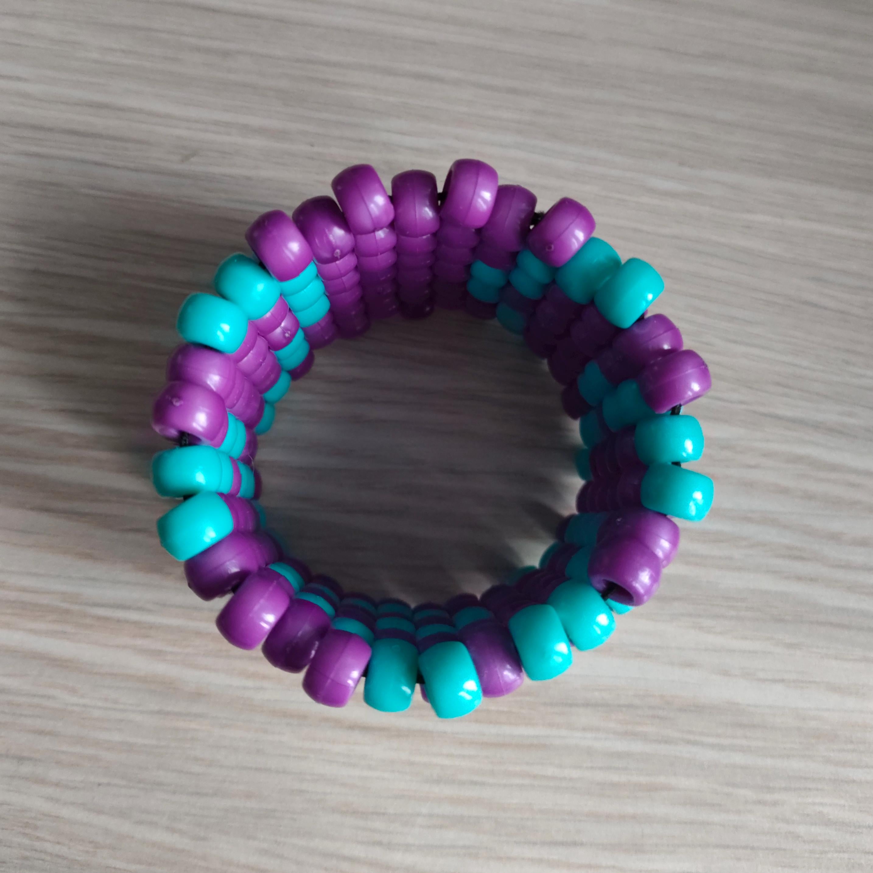 Spiral Kandi Cuff - Purple + Teal