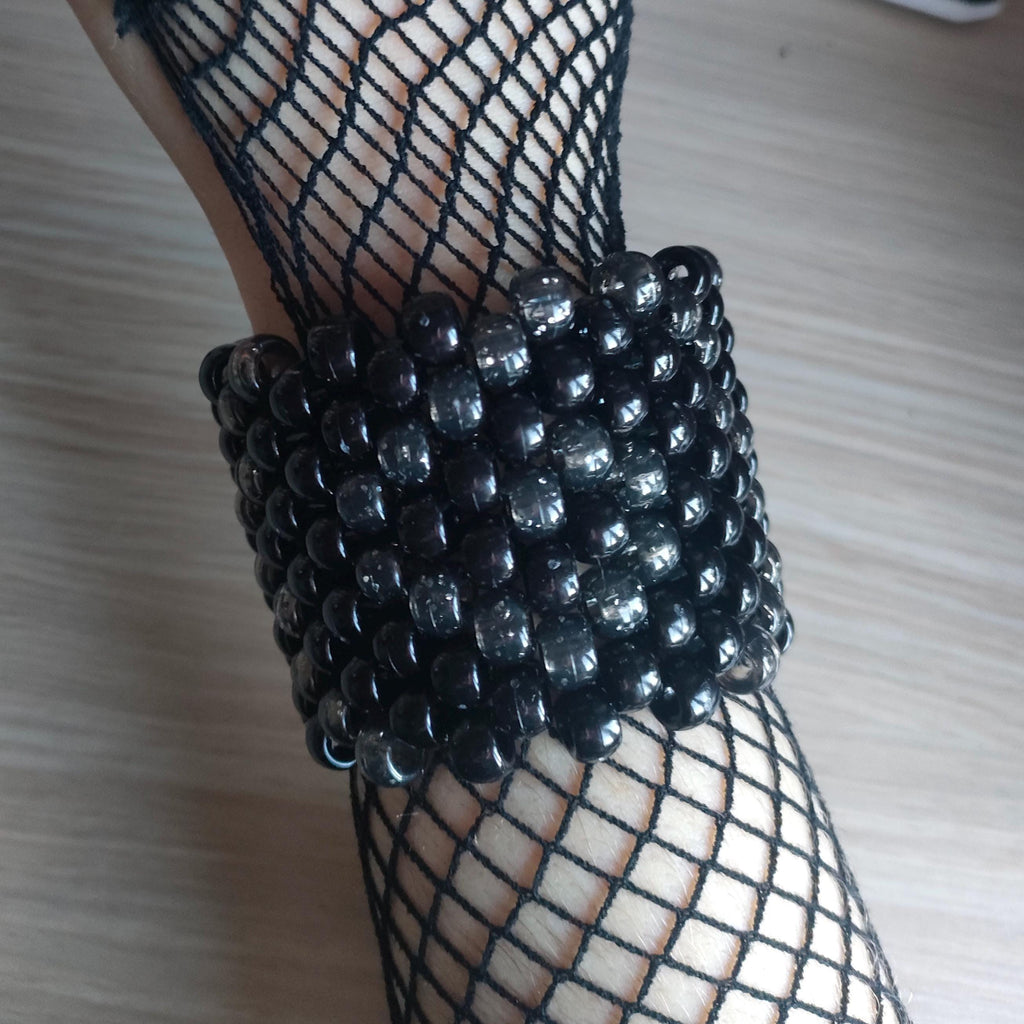 Spiral Kandi Cuff - Black + Glittery