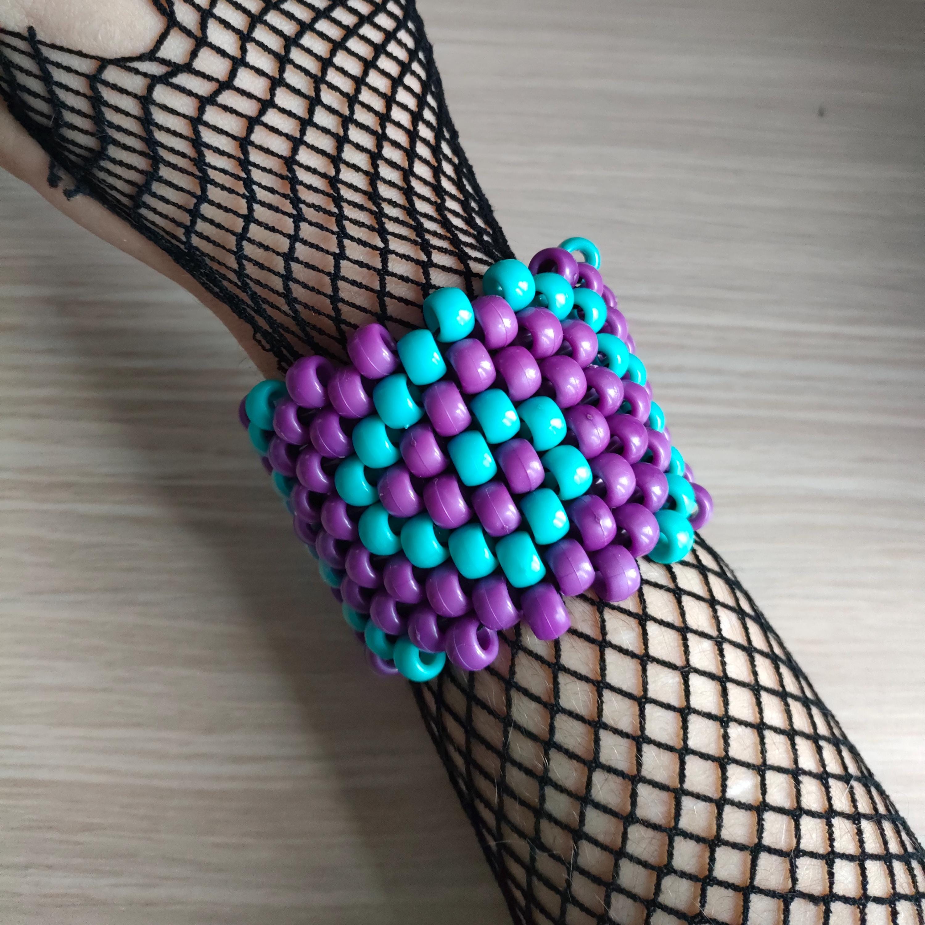 Spiral Kandi Cuff - Purple + Teal