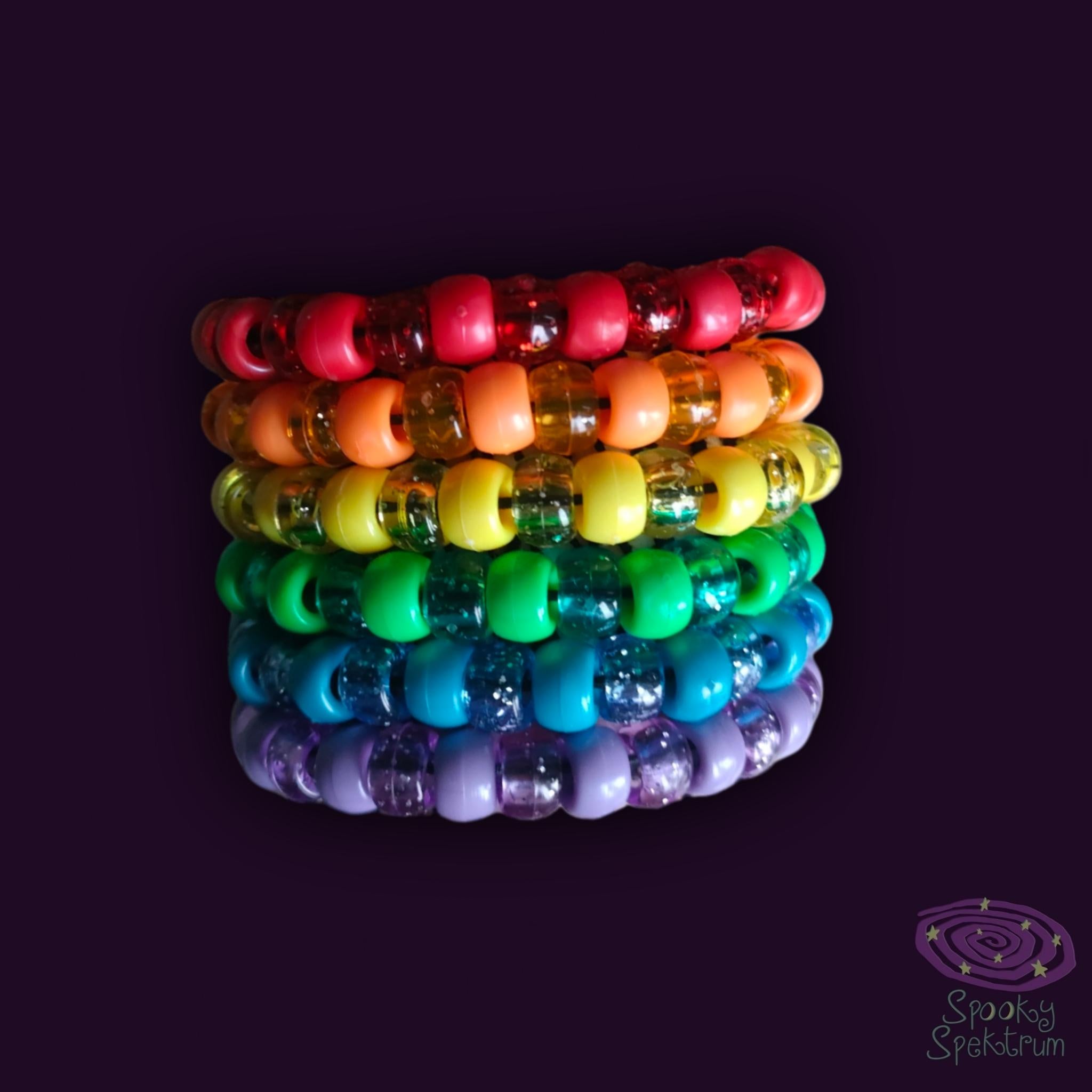 Kandi Bracelet Bundle - Rainbow + Glitter