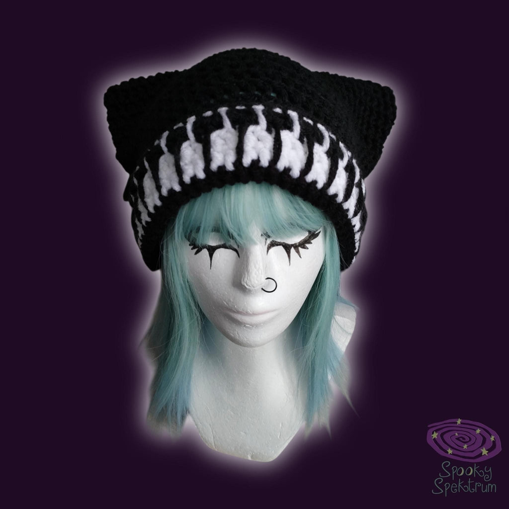 Piano Cat Crochet Beanie