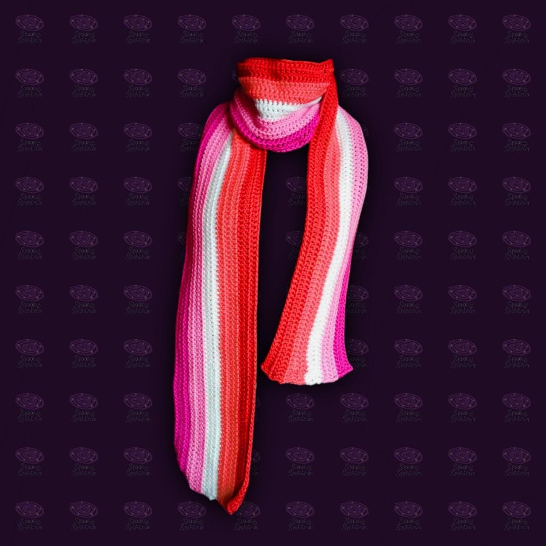 Long Bacon Crochet Scarf, Lesbian Pride
