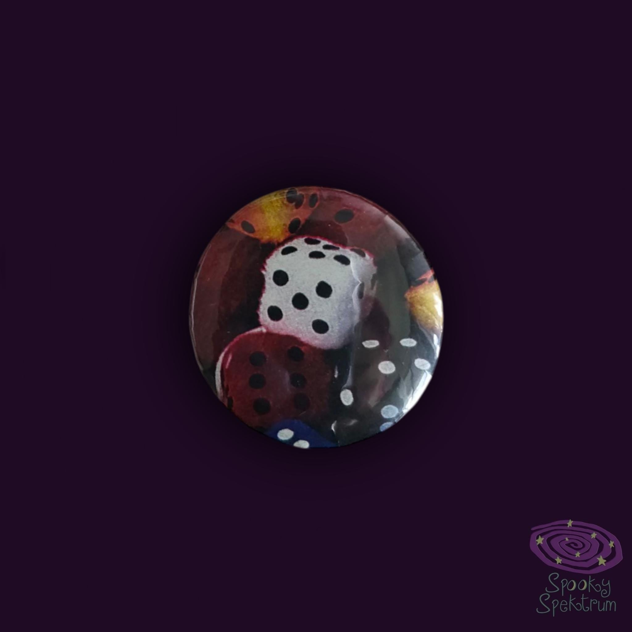 Pins - Car Radio, Frown, Tomato, Dice