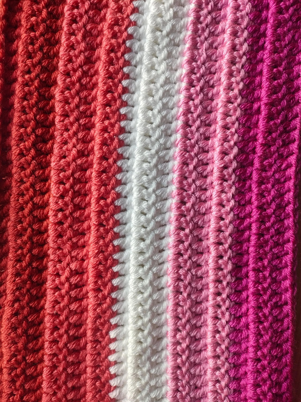Long Bacon Crochet Scarf, Lesbian Pride