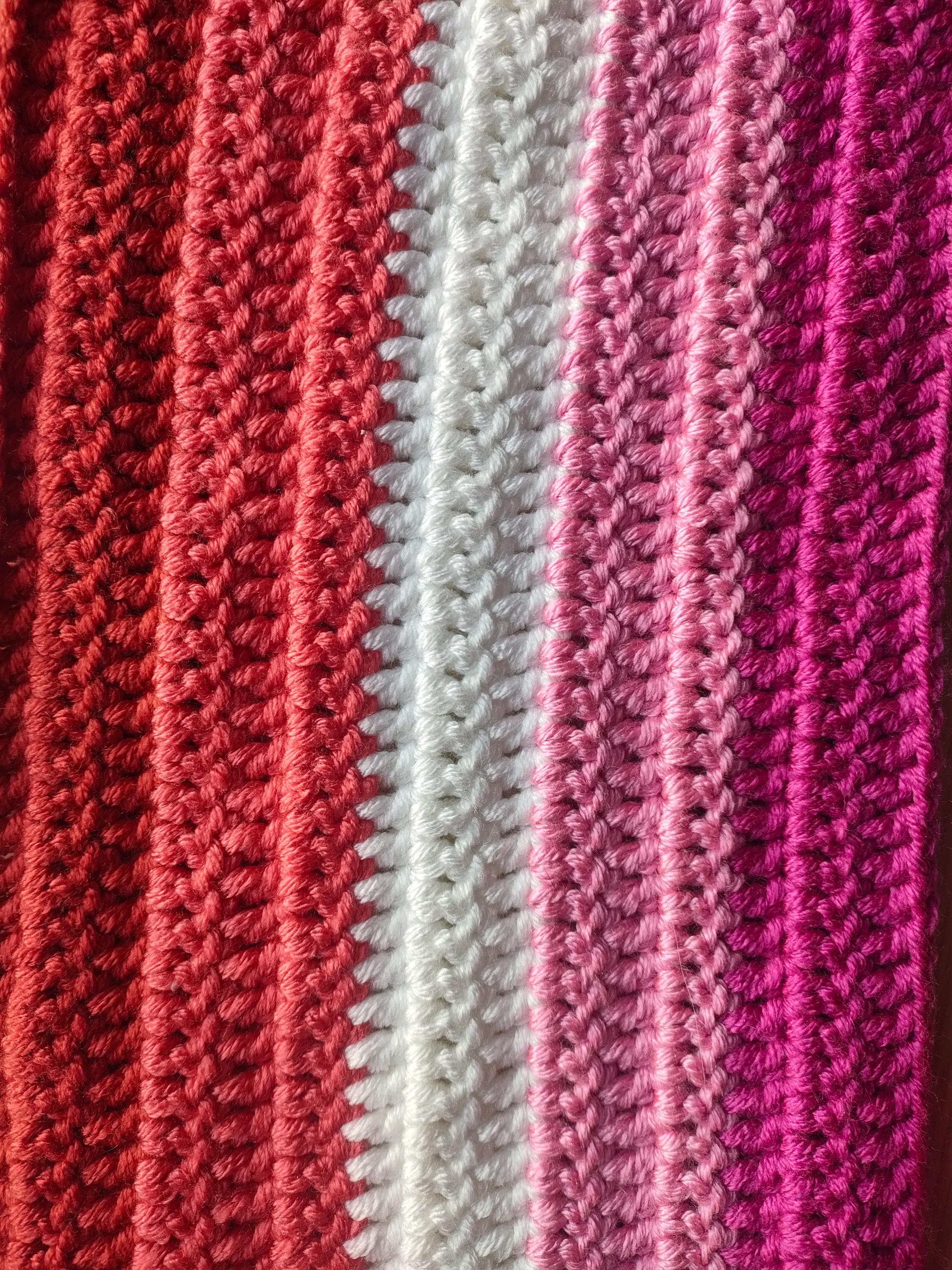 Long Bacon Crochet Scarf, Lesbian Pride