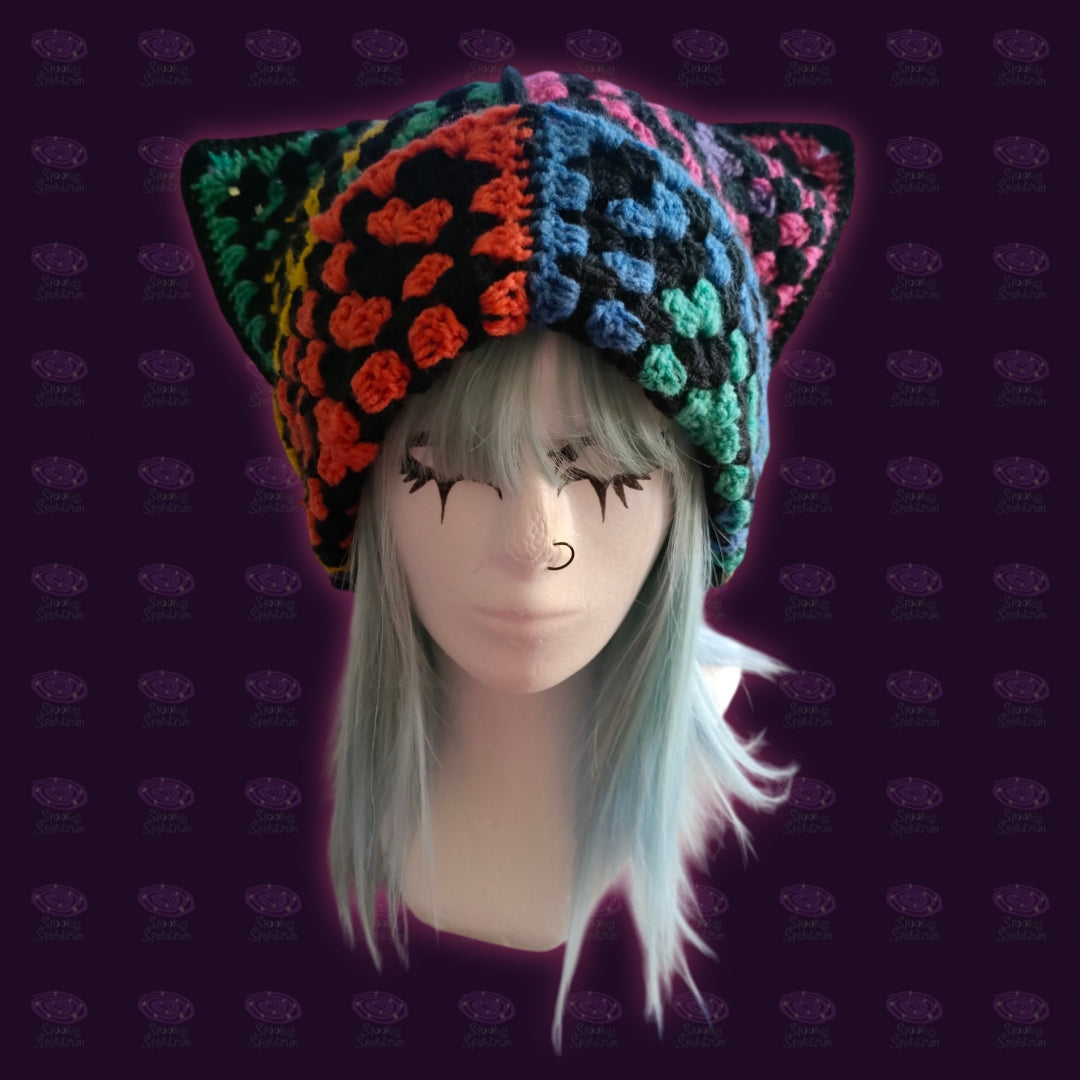 Color Cube Crochet Cat Hat