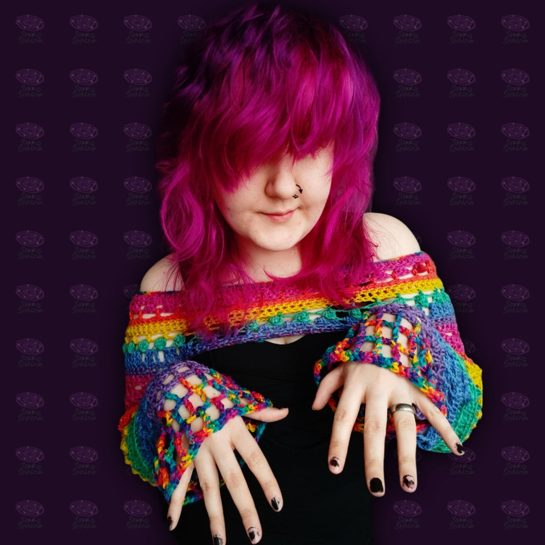 Rainbow Chaos Crochet Shrug