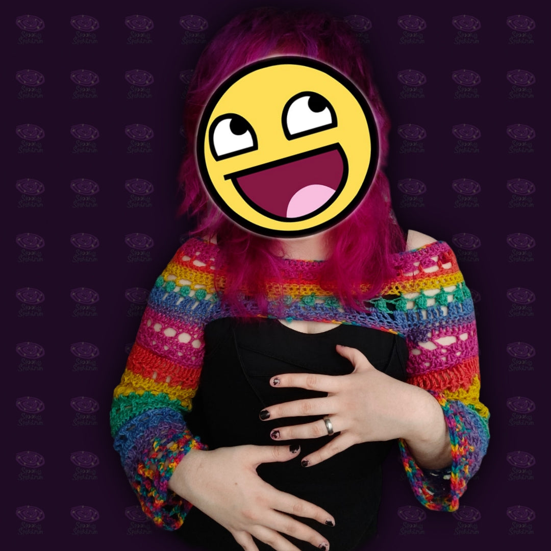 Rainbow Chaos Crochet Shrug