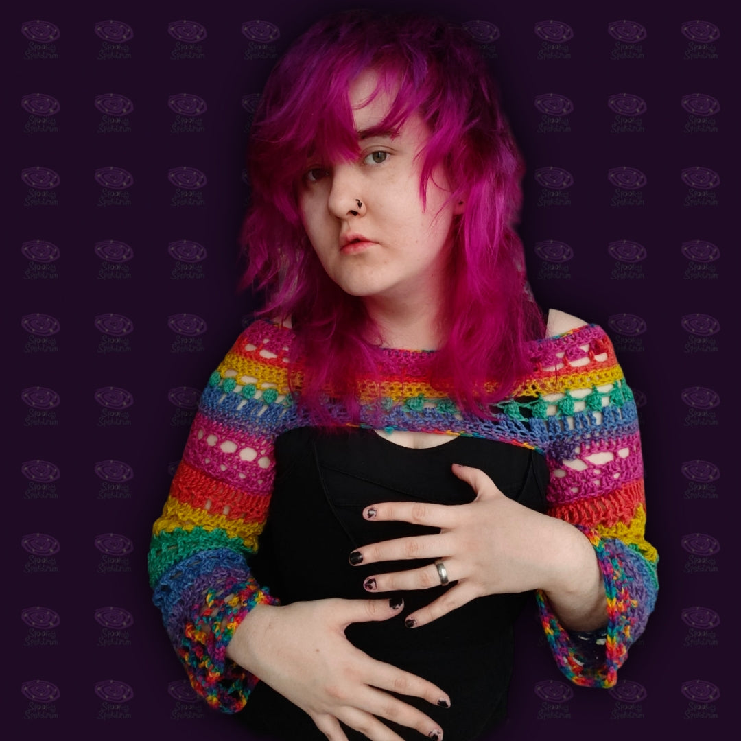 Rainbow Chaos Crochet Shrug
