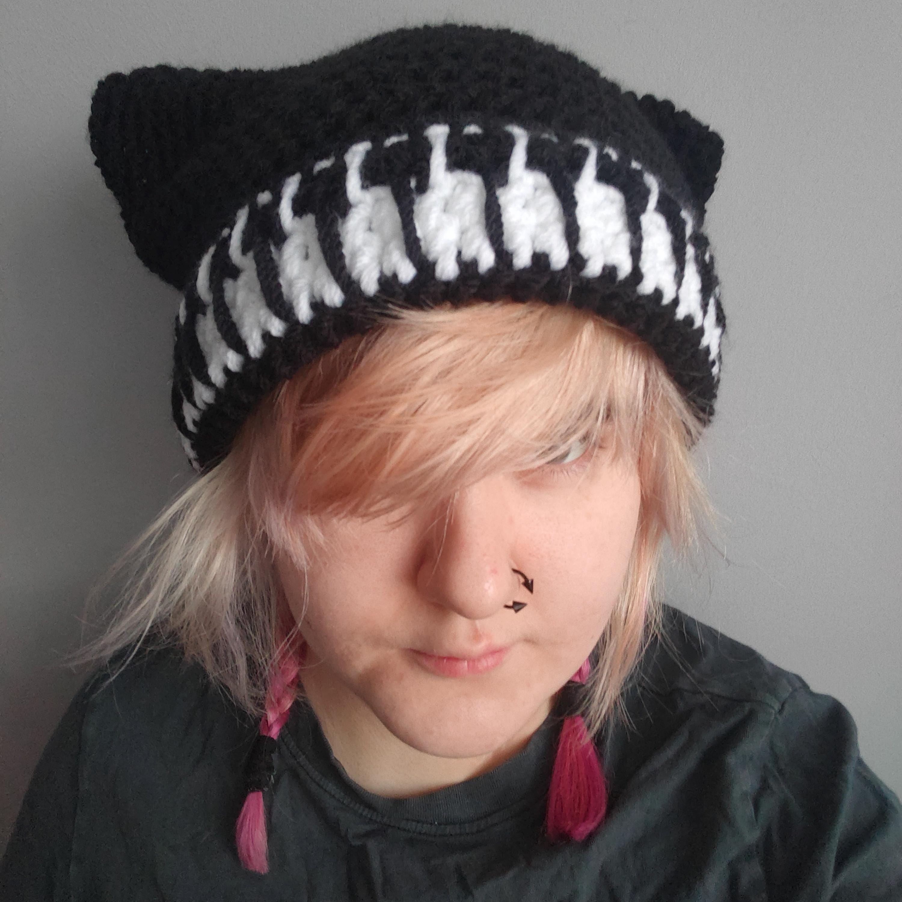 Piano Cat Crochet Beanie