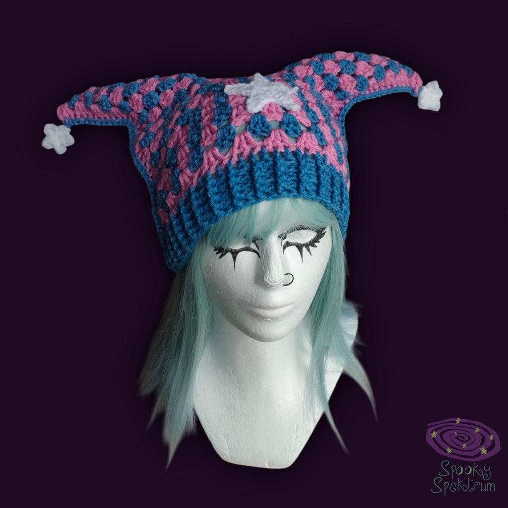 The Jester Hat - Pink, Blue and White
