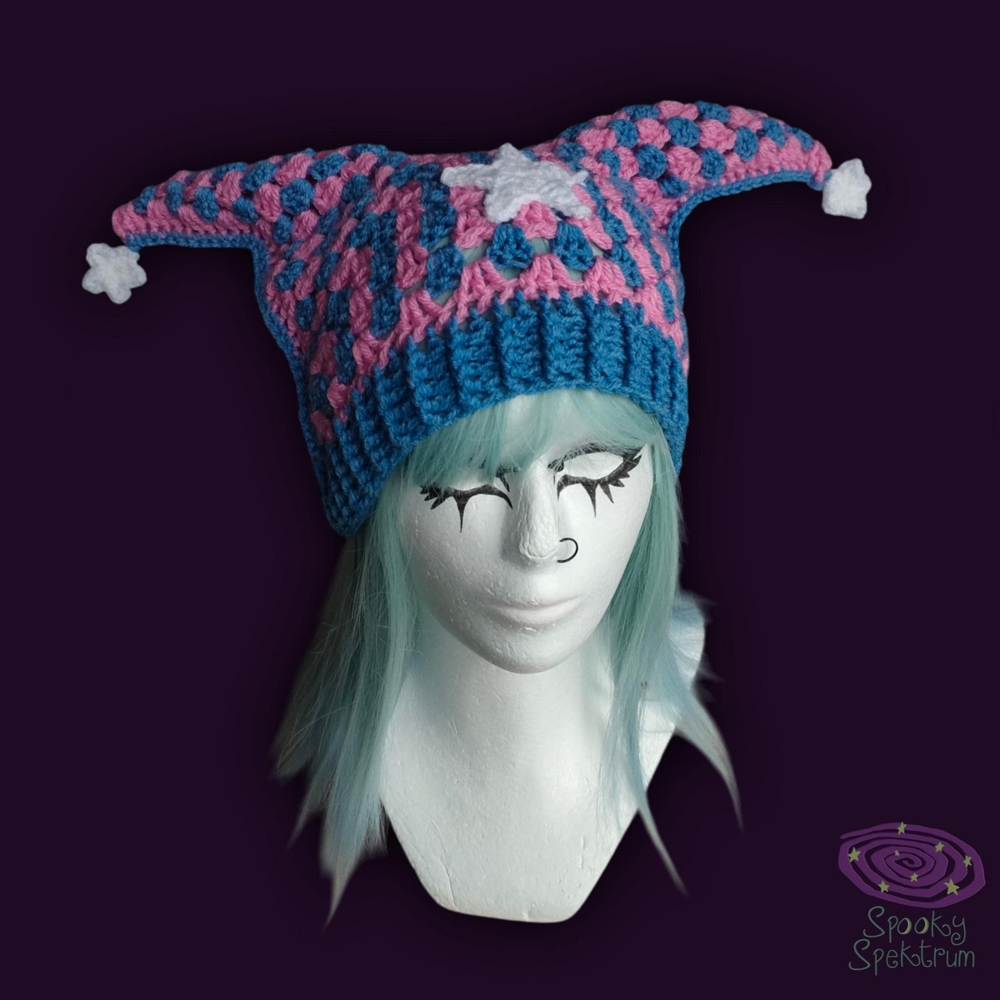 The Jester Hat - Pink, Blue and White