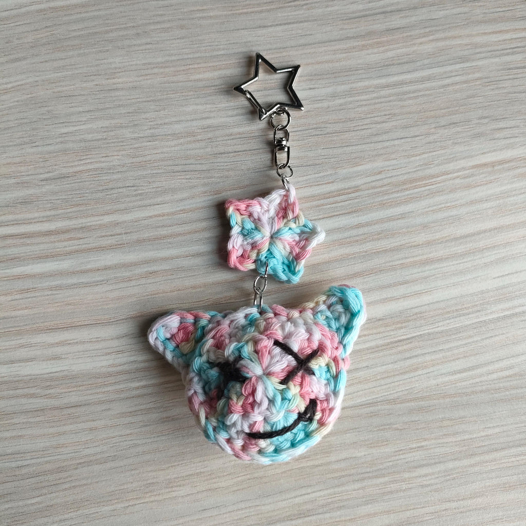 Silly Cat Crochet Keychain