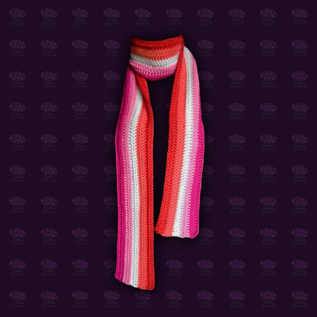 Long Bacon Crochet Scarf, Lesbian Pride