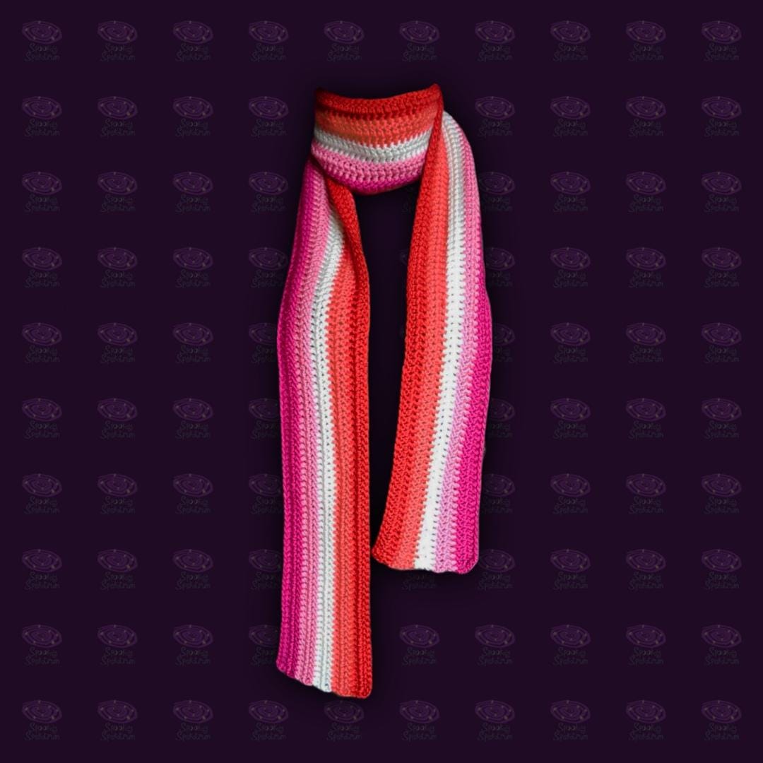 Long Bacon Crochet Scarf, Lesbian Pride