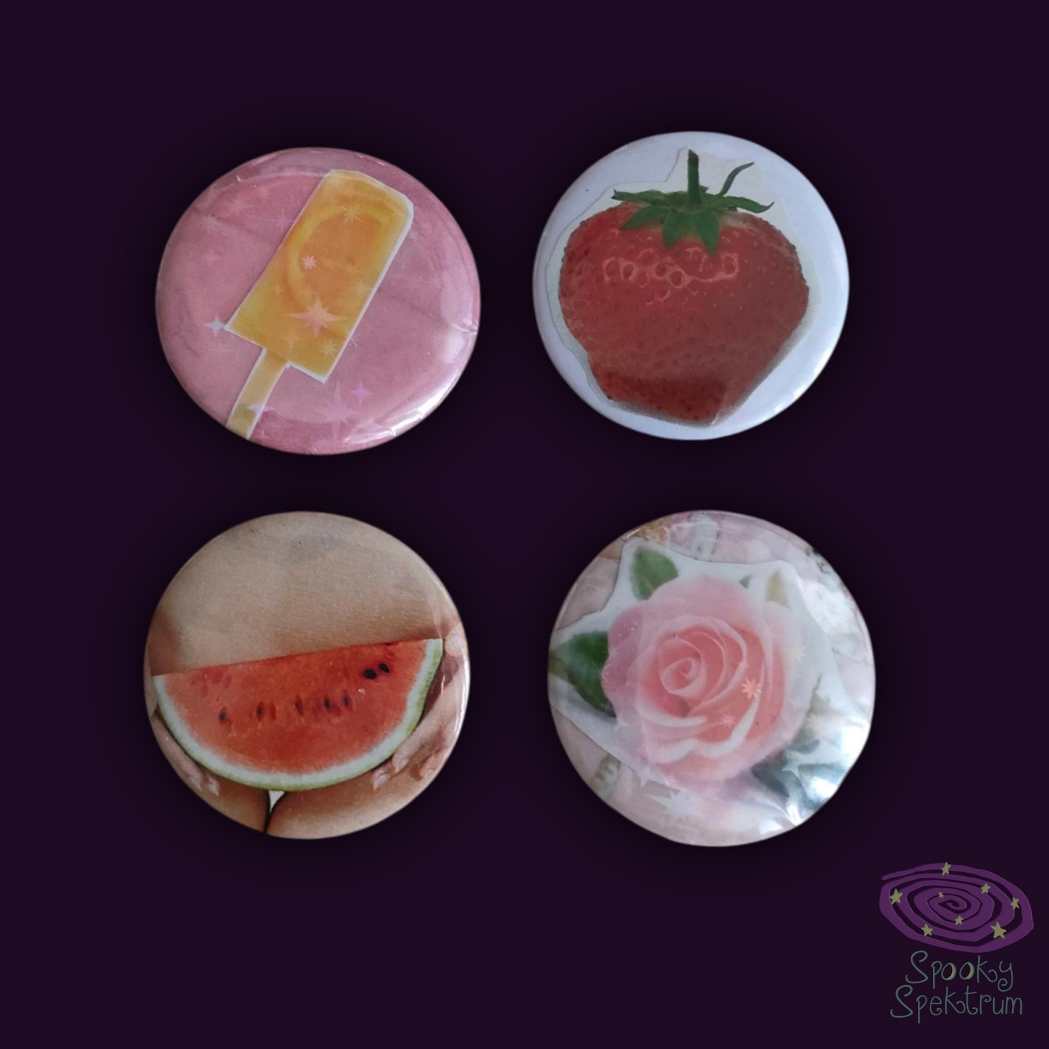 Pins - Popsicle, Strawberry, Watermelon, Rose
