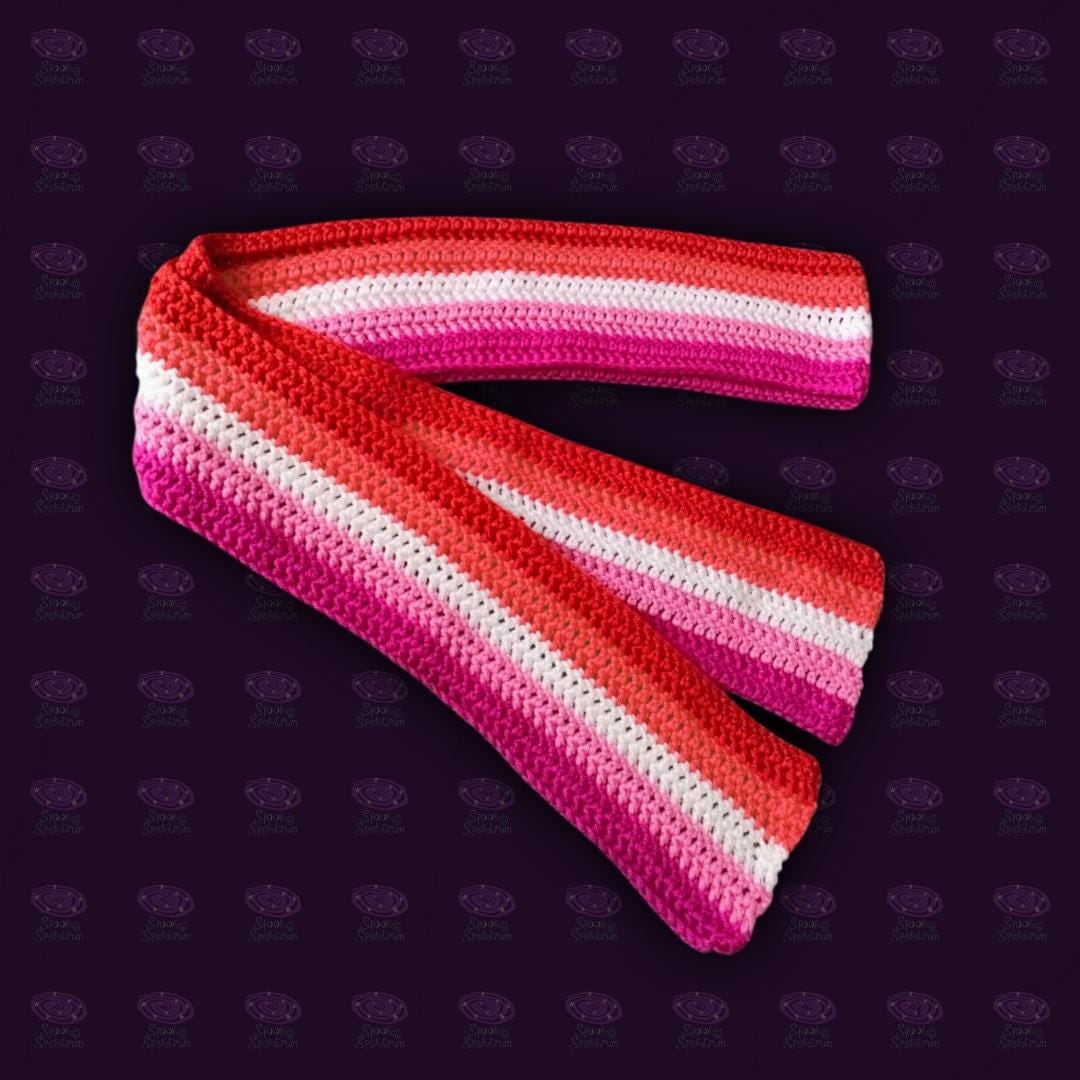 Long Bacon Crochet Scarf, Lesbian Pride