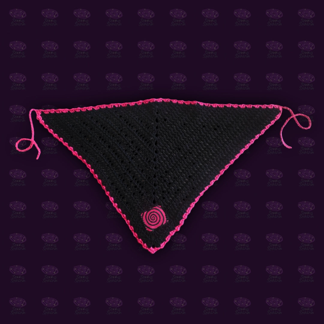 Pink & Black Spiral Crochet Bandana