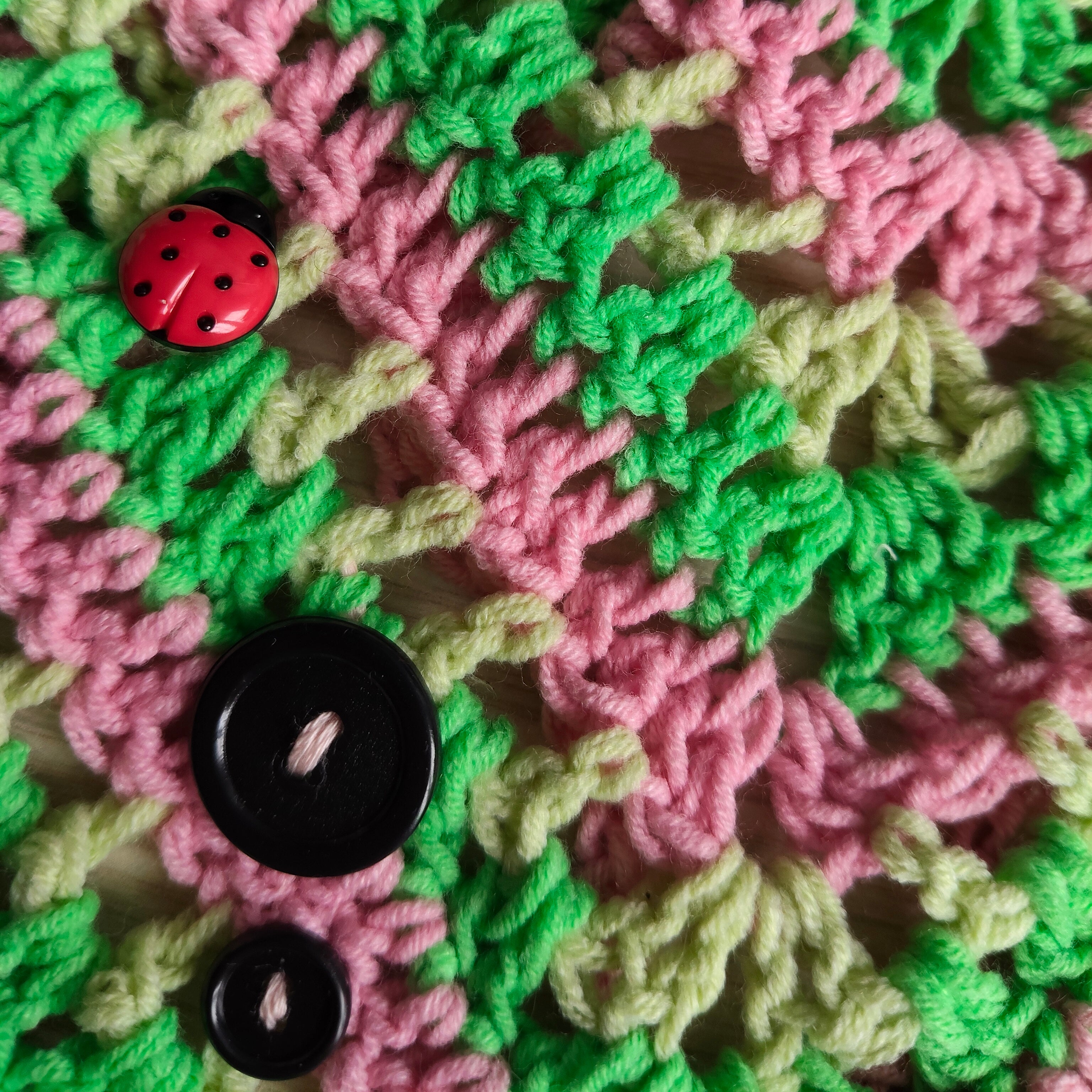Buttons & Ladybugs Crochet Bandana