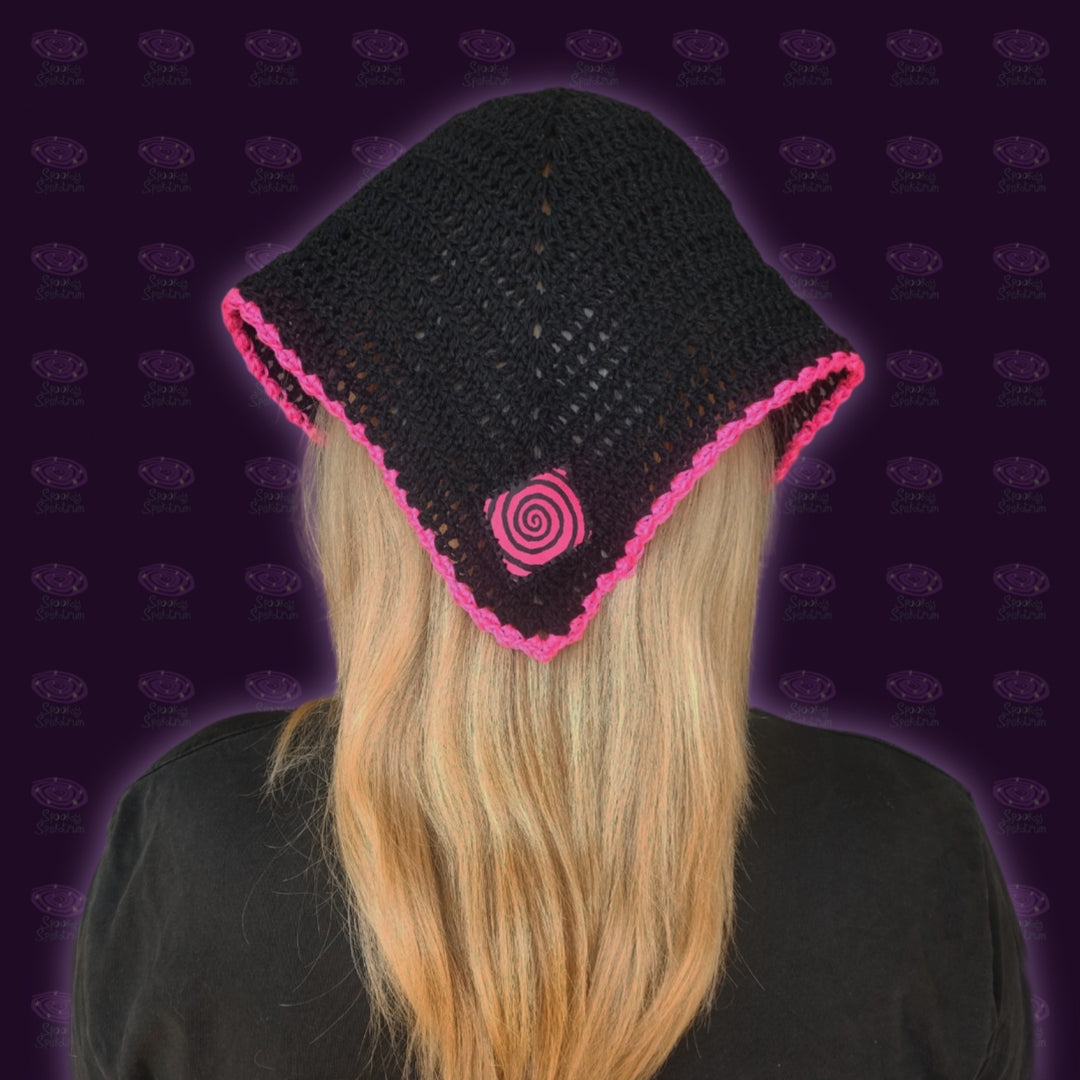 Pink & Black Spiral Crochet Bandana
